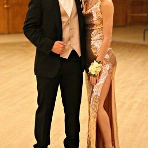 Gold prom dress
